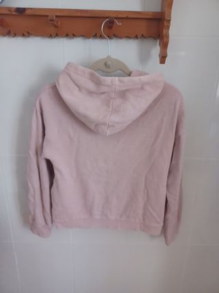 Sudadera manga larga rosa con cremallera para niña