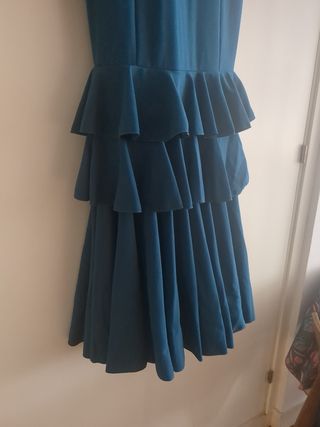 Traje Flamenca Lycra Azul Petróleo