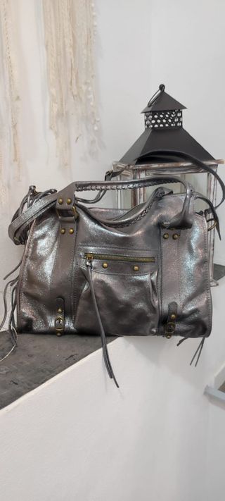 Borsa donna vera pelle silver