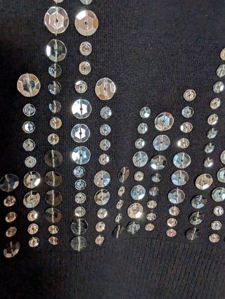 Jersey Negro Manga Larga Adornos Plateados