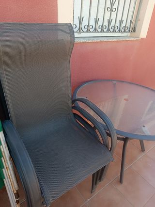 Mesa redonda jardín con 4 sillas