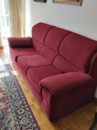 Sofá 3 plazas tela rojo