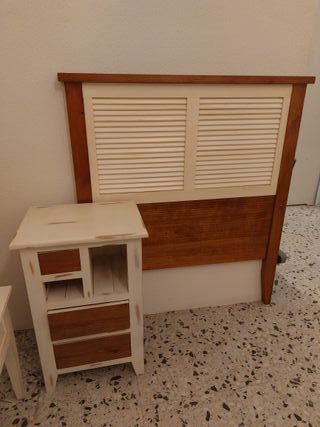 Cabezal y Mesita Rústica Madera .RECOGIDA EN TIEND