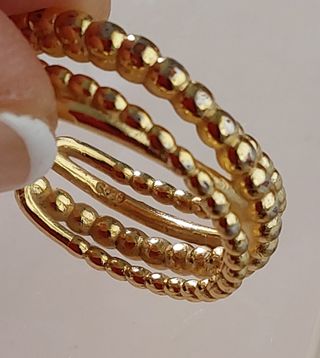 Anillo triple bolitas oro y plata