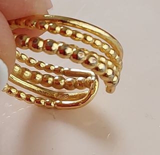 Anillo triple bolitas oro y plata