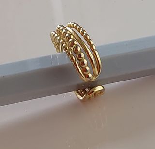Anillo triple bolitas oro y plata
