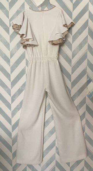 Mono de vestir ceremonia blanco y beige 