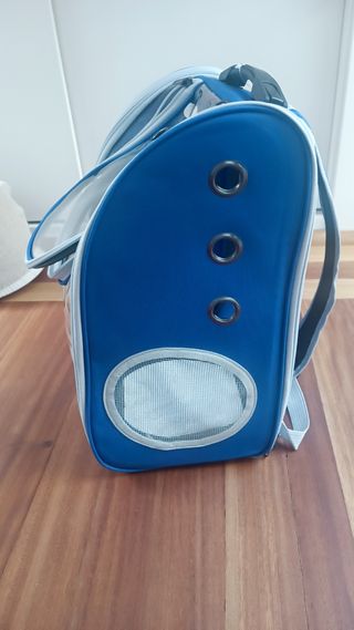 Mochila Transportin Mascotas Transparente Azul