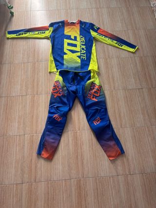 Traje Motocross Fox Azul/Amarillo Talla L