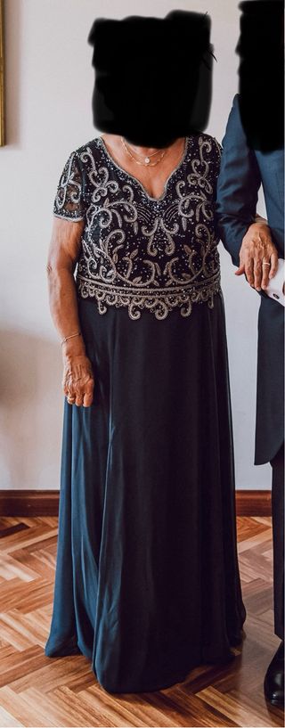 Vestido de fiesta azul y plateado talla XL