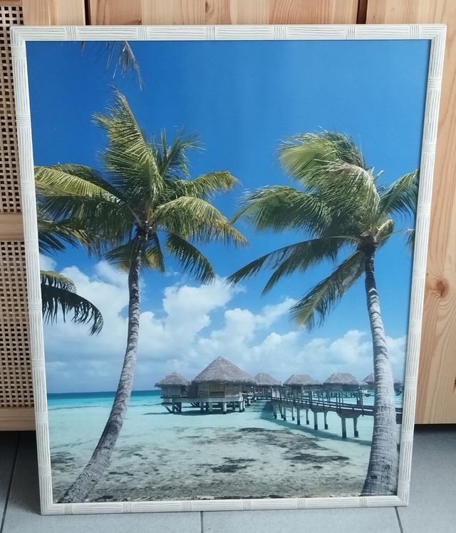 Cuadro Marco Bambú Isla Bora Bora Azul