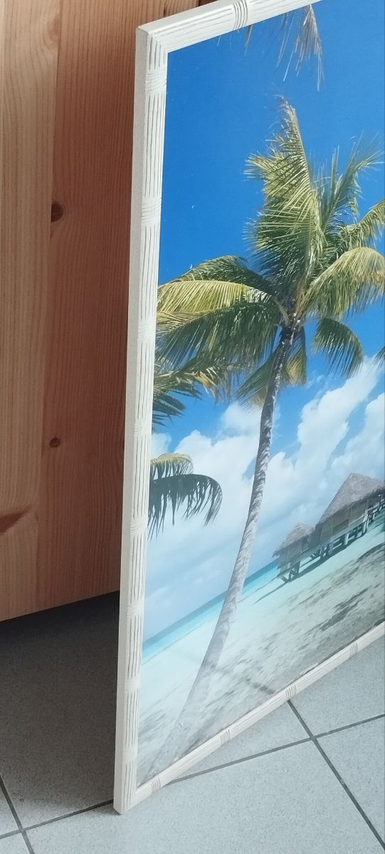 Cuadro Marco Bambú Isla Bora Bora Azul