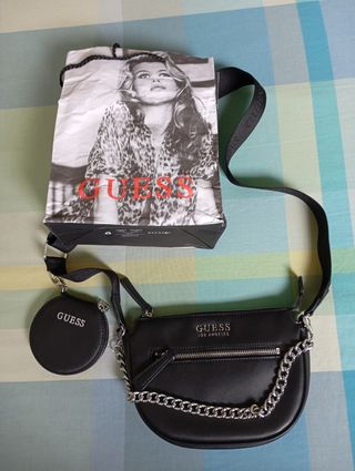 Bolso piel nuevo,negro, marca original Guess