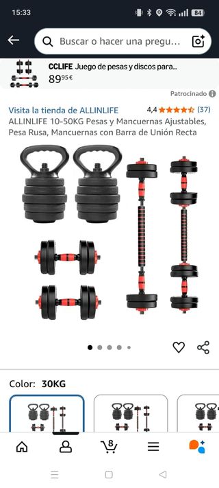 Máquina multifuncional y mancuernas de 30 klg nuev
