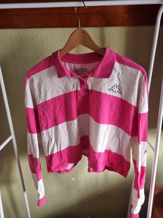 Camiseta Polo Kappa Mujer Rayas Rosas