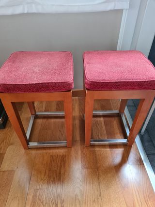 Set de 2 Taburetes Madera y tapizado