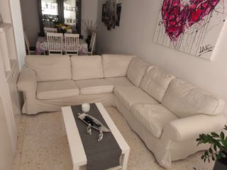 Sofá de IKEA  de 3+2 plazas y esquina, tela natura