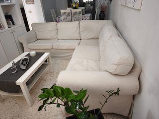 Sofá de IKEA  de 3+2 plazas y esquina, tela natura