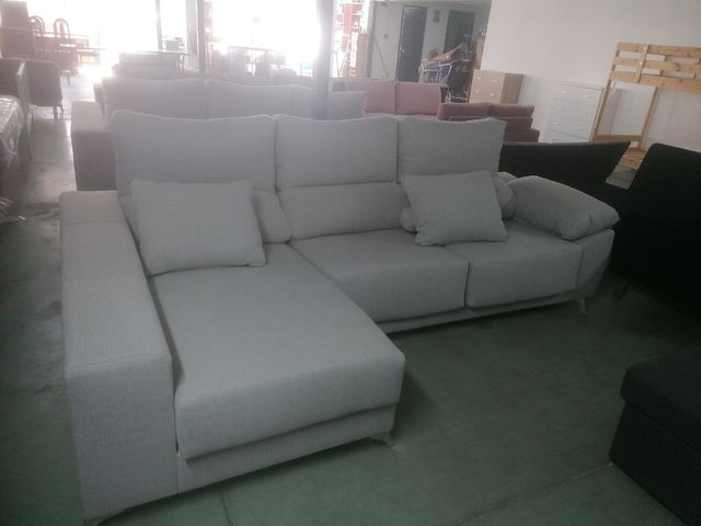 Sofá chaise longue beige/gris