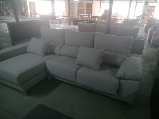 Sofá chaise longue beige/gris