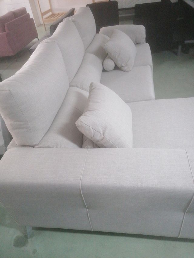 Sofá chaise longue beige/gris