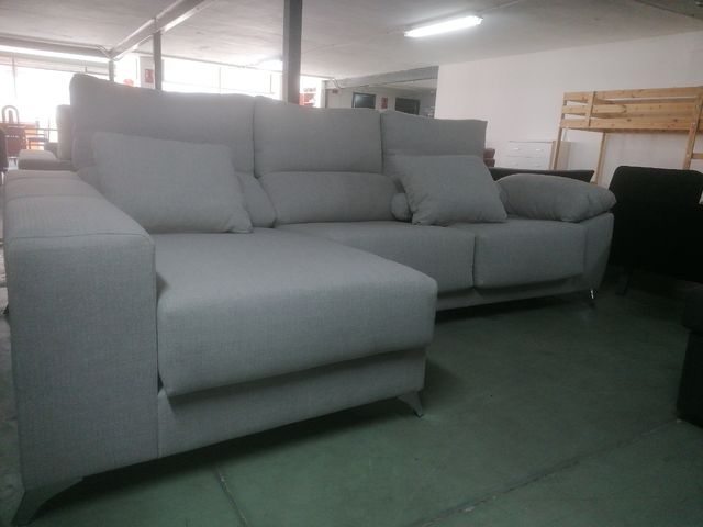 Sofá chaise longue beige/gris