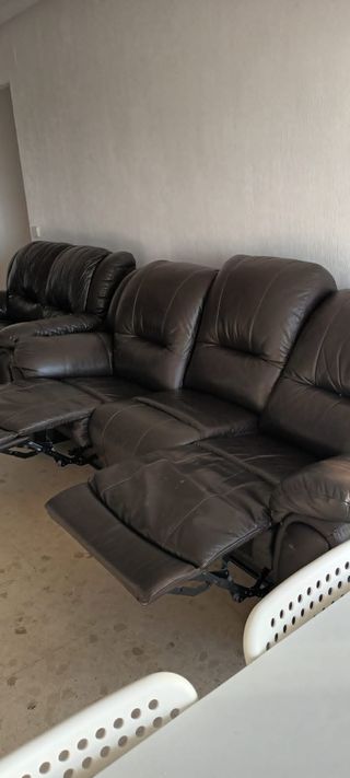 Sofá Relax 3 Plazas Piel Marrón