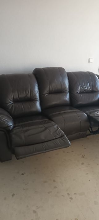 Sofá Relax 3 Plazas Piel Marrón