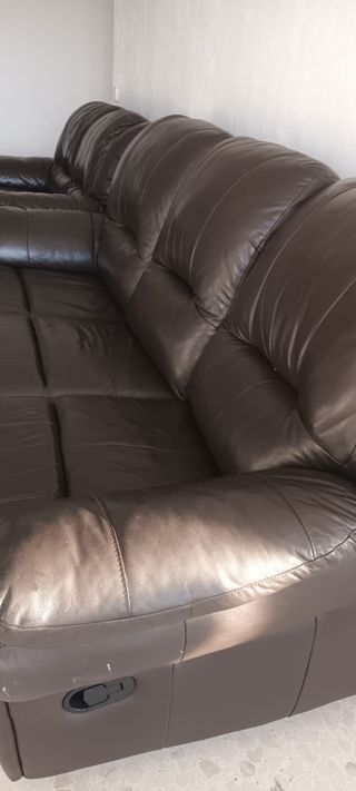 Sofá Relax 3 Plazas Piel Marrón