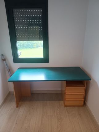 Escritorio madera y verde