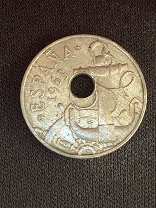 moneda 50 céntimos 1963 Error Agujero desplazado