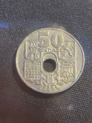 moneda 50 céntimos 1963 Error Agujero desplazado
