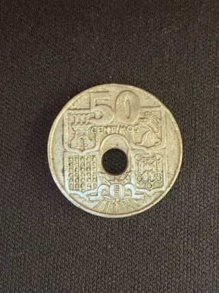 moneda 50 céntimos 1963 Error Agujero desplazado