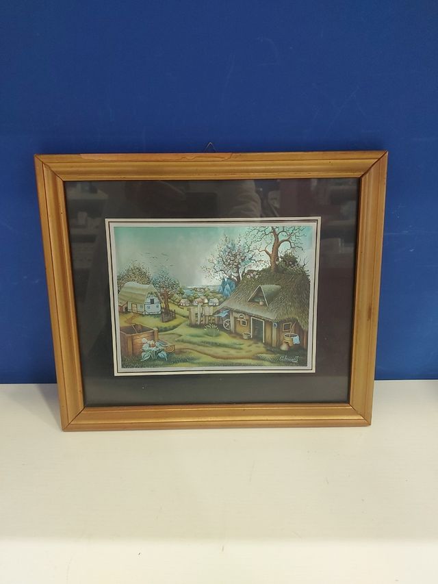 Quadro antico con scena rurale