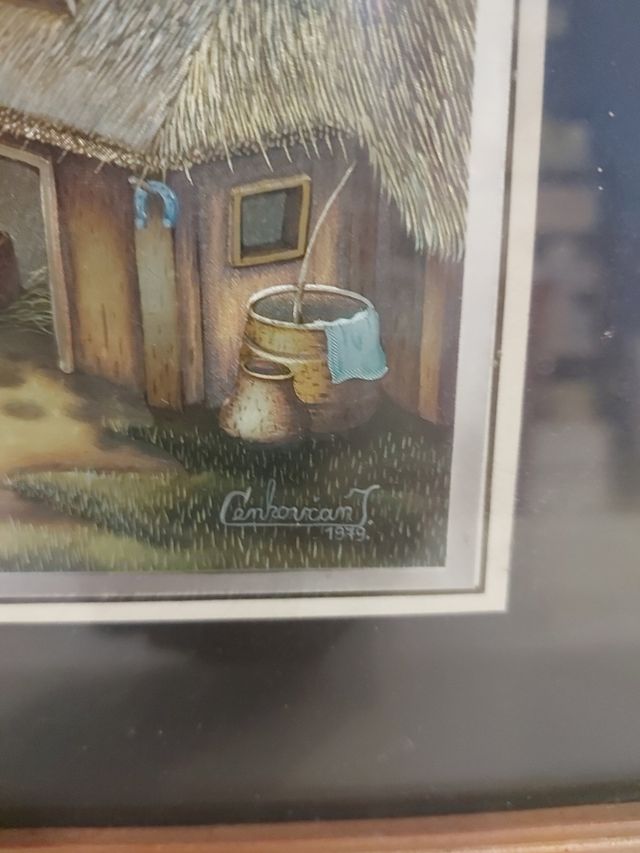 Quadro antico con scena rurale