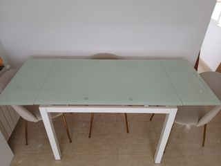 Mesa de comedor extensible cristal y metal