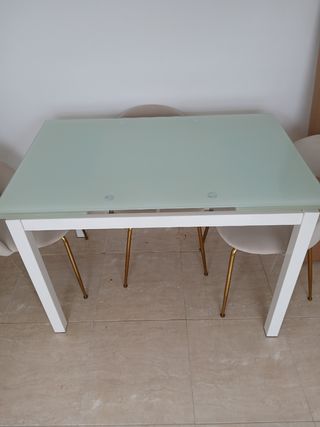 Mesa de comedor extensible cristal y metal