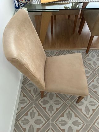 Mesa extensible 1,60-2,40 + 6 sillas tapizadas