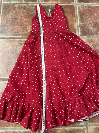 Traje Flamenca Niña Rojo Lunares Blancos. 6 años