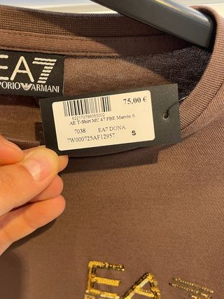 Camiseta EA7 Mujer Marrón