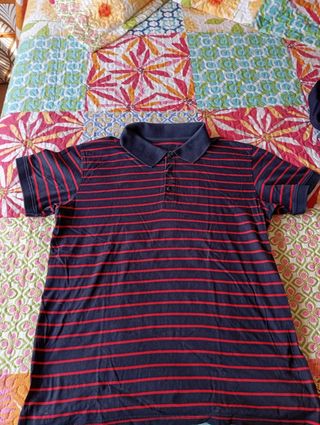 Polo Zara Man Rayas Azul Marino y Rojo