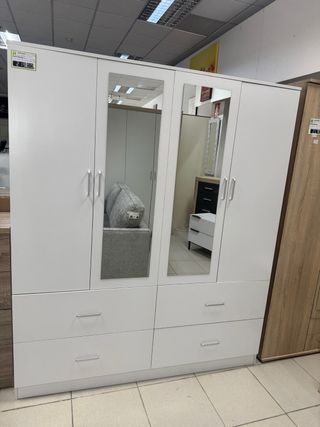 Armario 4 puertas blanco con espejos
