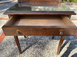 Mesita vintage madera maciza con cristal