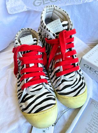 REBAJADAS.Zapatillas Geox Zebra con Cordones Rojos
