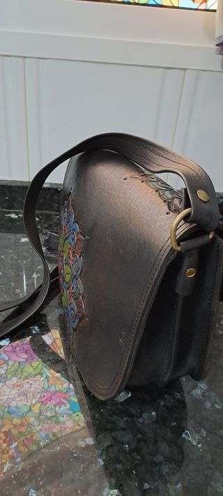 Bolso Cuero Vacuno Artesanal Argentino.
