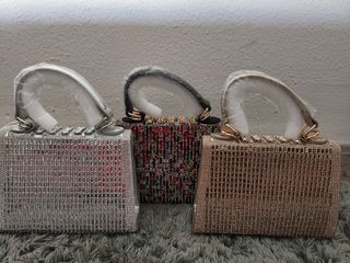 Bolso de fiesta pedrería multicolor y plata
