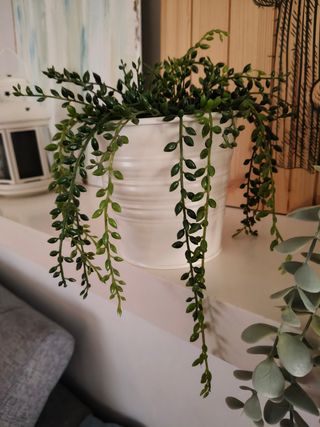 Planta artificial colgante con maceta