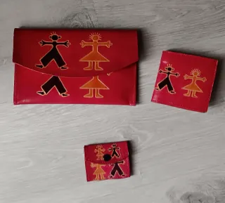 Set Billetera, Cartera y Monedero Artesanal