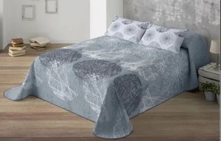 Colcha bouti 180 cm gris y blanco