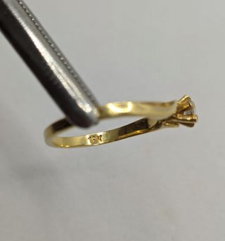 Anillo Oro 18K Solitario 1.45g T-8